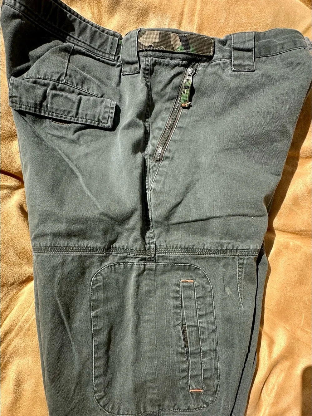 Men’s Route 66 Dark Green Cargo Shorts with Camouflage Accent